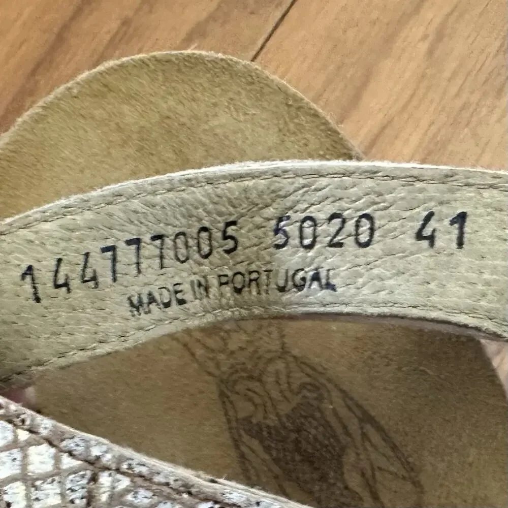 Fly London Gumy T Strap Diamond Tan Sandals Wedges Women's size 41 US‎ 19-10.5